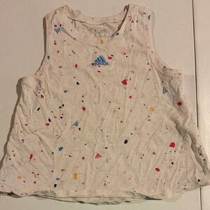 adidas White Tank Top with Multicolor Speckle Print